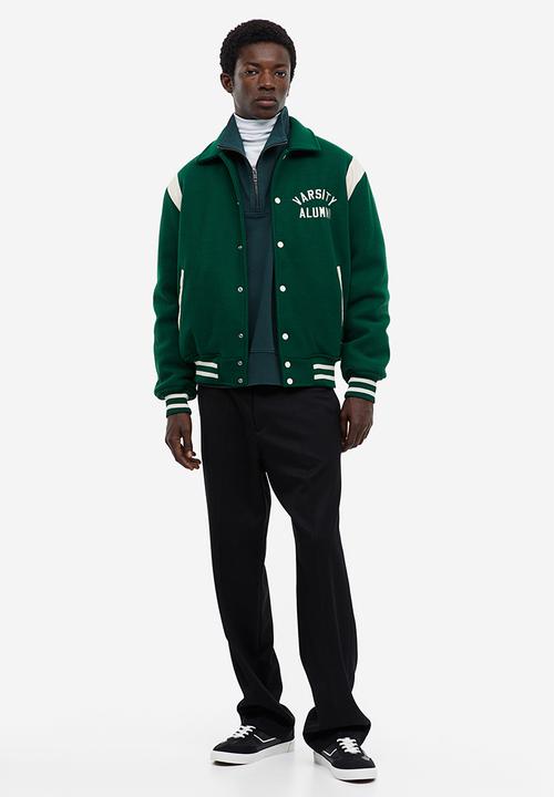 H&M - Loose fit varsity jacket - dark green/varsity alumni