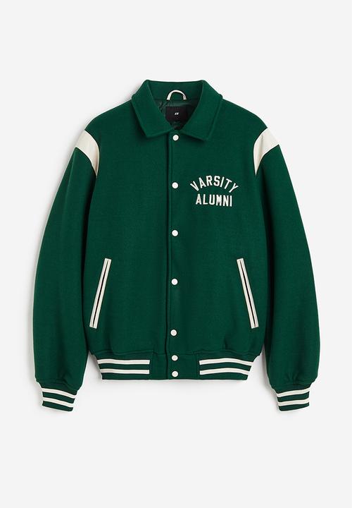 H&M - Loose fit varsity jacket - dark green/varsity alumni