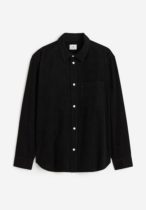 H&M - Regular fit corduroy shirt - black