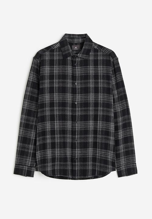 H&M - Regular fit flannel shirt - black/checked 