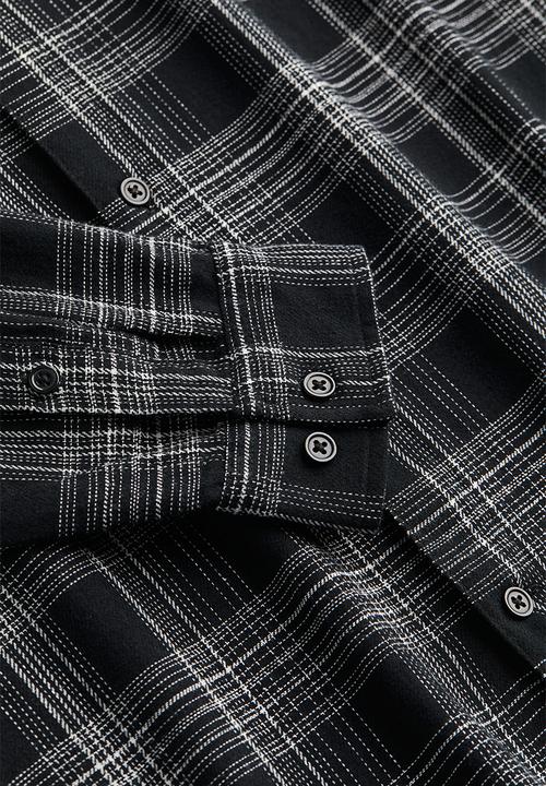 H&M - Regular fit flannel shirt - black/checked 
