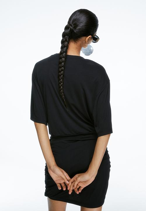 H&M - Draped jersey dress - black