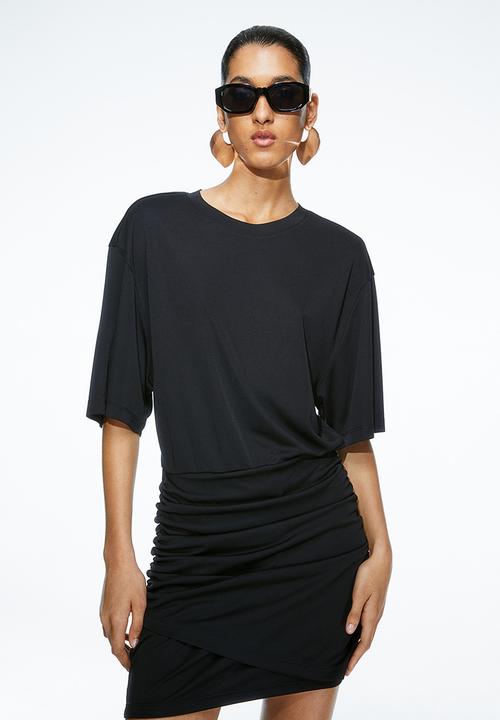 H&M - Draped jersey dress - black