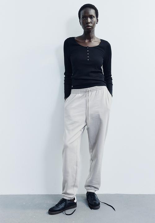 H&M - Ribbed henley top - black