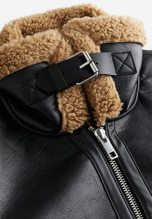 H&M - Regular fit teddy-lined jacket - black