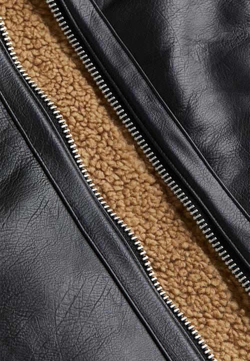 H&M - Regular fit teddy-lined jacket - black