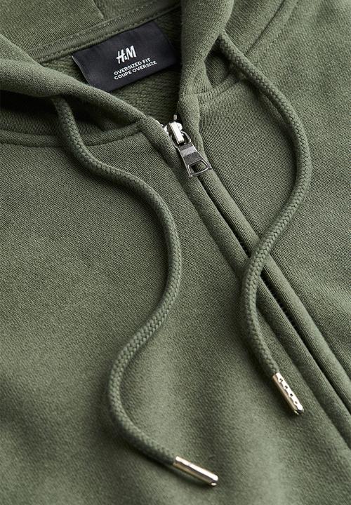 H&M - Oversized fit zip-through hoodie - khaki green