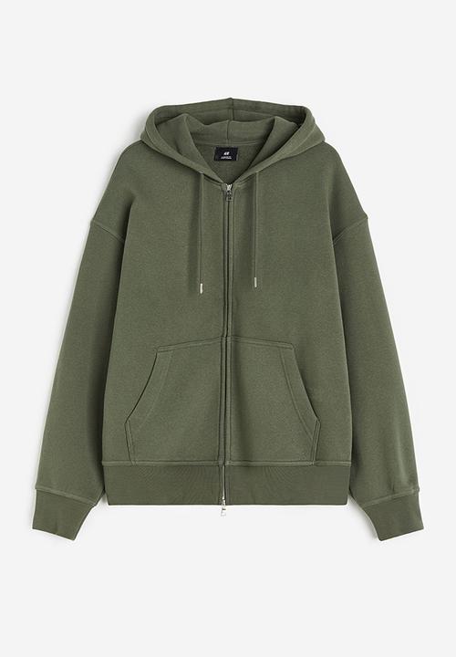 H&M - Oversized fit zip-through hoodie - khaki green