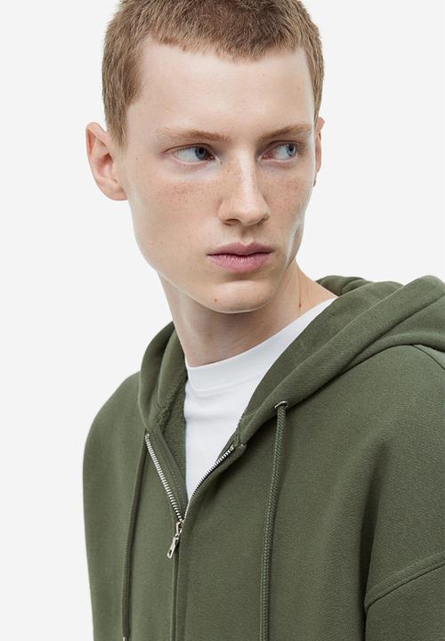 H&M - Oversized fit zip-through hoodie - khaki green