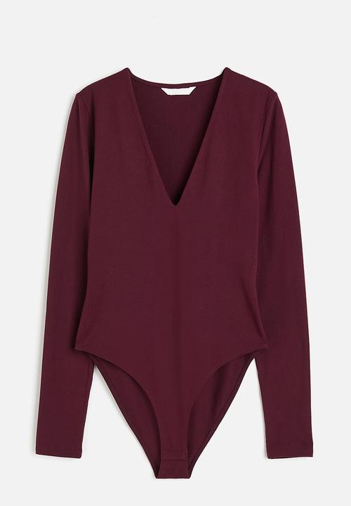 H&M - V-neck bodysuit - red