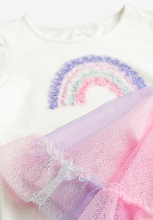 H&M - 2 Piece top and skirt set - white/rainbow