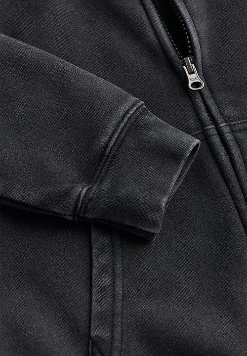 H&M - Zip-through hoodie - washed black