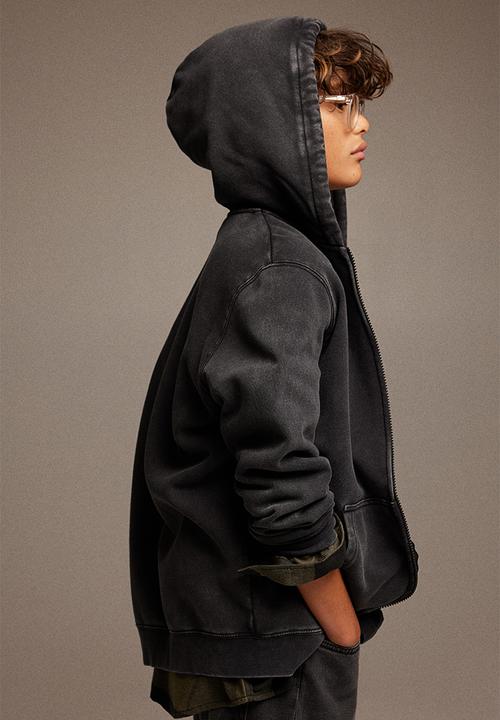 H&M - Zip-through hoodie - washed black