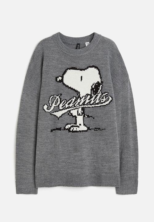 H&M - Jacquard-knit jumper - dark grey snoopy 