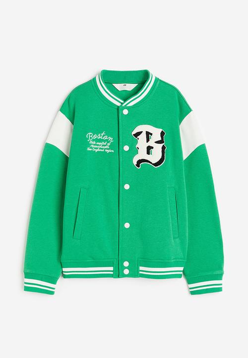 H&M - Motif-detail baseball jacket - bright green/boston