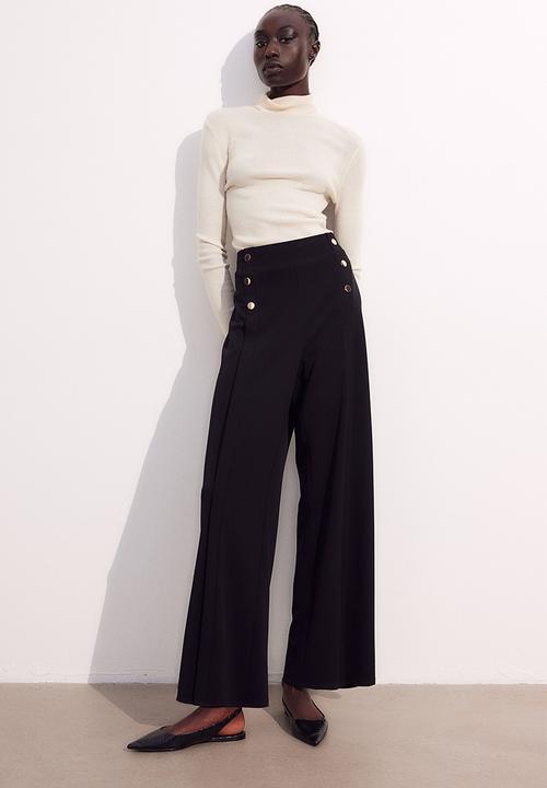 H&M - Button-detail trousers - black