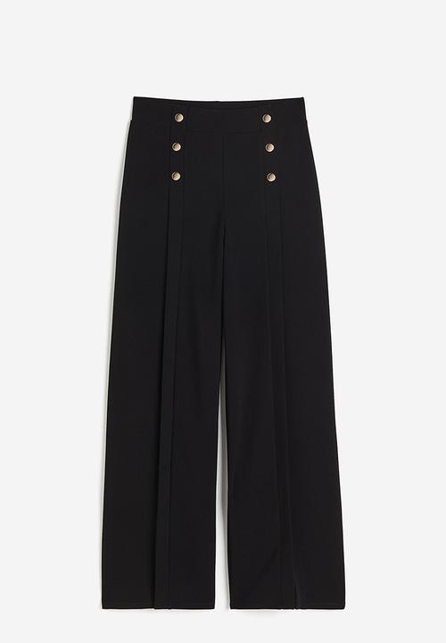 H&M - Button-detail trousers - black