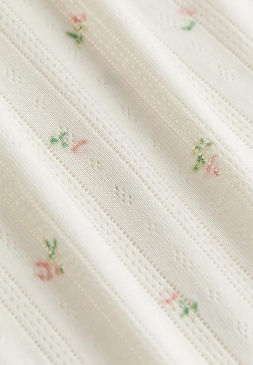 H&M - Pointelle jersey top - white/floral