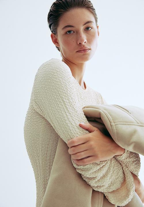 H&M - Textured jersey dress - light beige