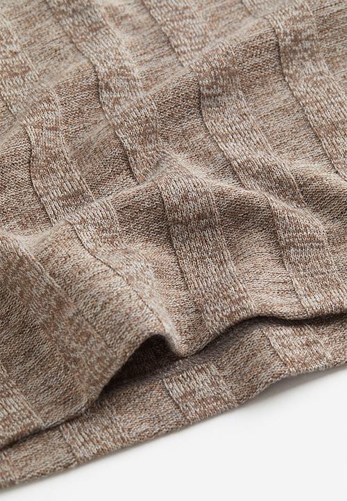 H&M - Rib-knit top - dark beige marl