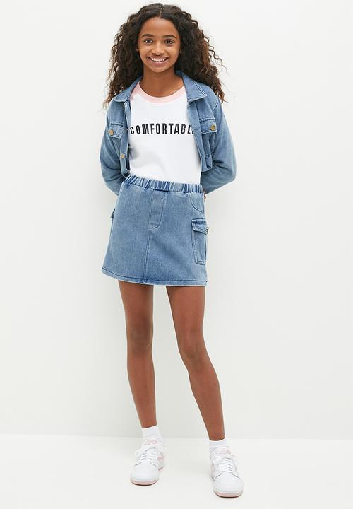 Pop Candy - Denim jacket and skirt set - blue