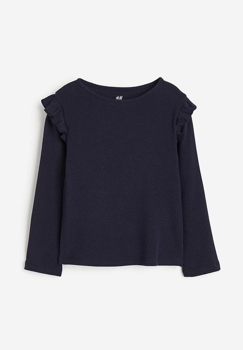 H&M - Flounce-trimmed ribbed top - blue
