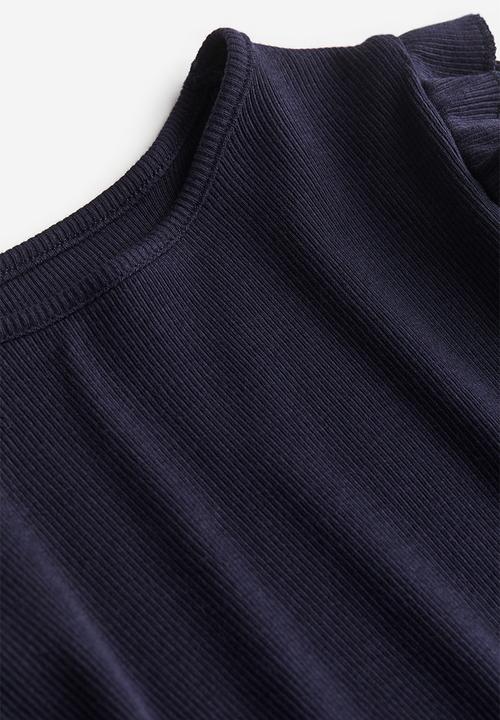 H&M - Flounce-trimmed ribbed top - blue
