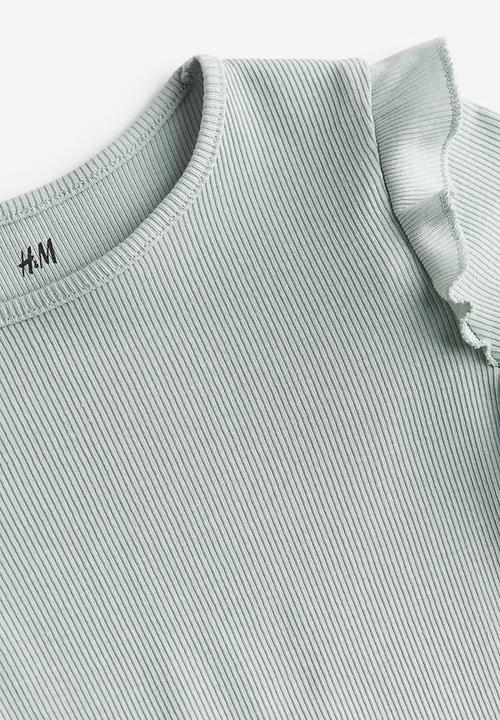 H&M - Flounce-trimmed ribbed top - green
