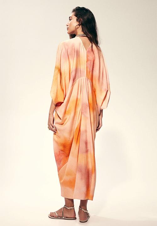 H&M - Patterned kaftan dress - peach pink patterned