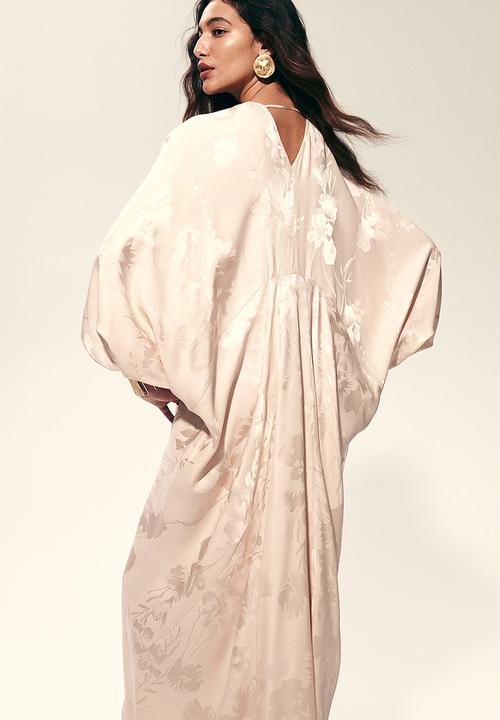 H&M - Jacquard-weave kaftan dress - light beige