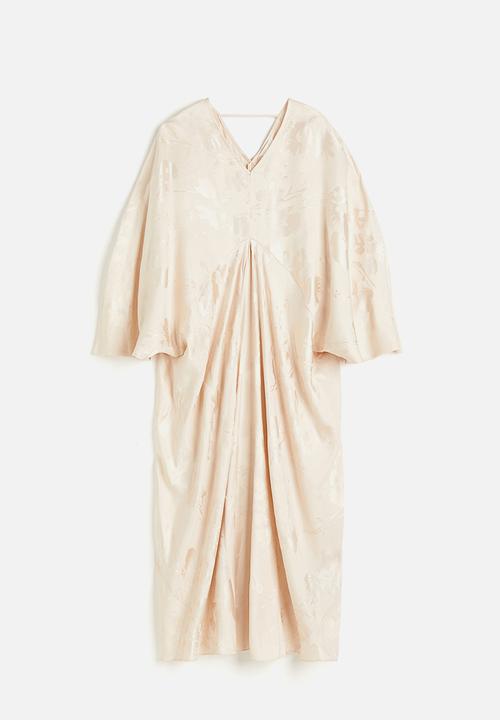 H&M - Jacquard-weave kaftan dress - light beige