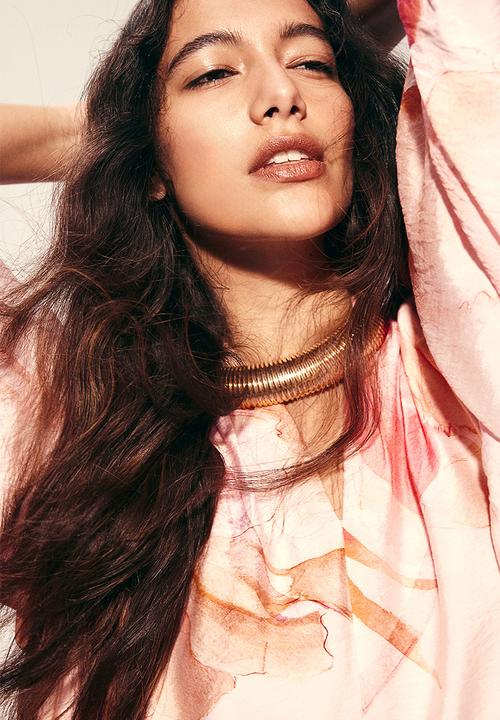 H&M - Crêpe maxi dress - peach pink floral 