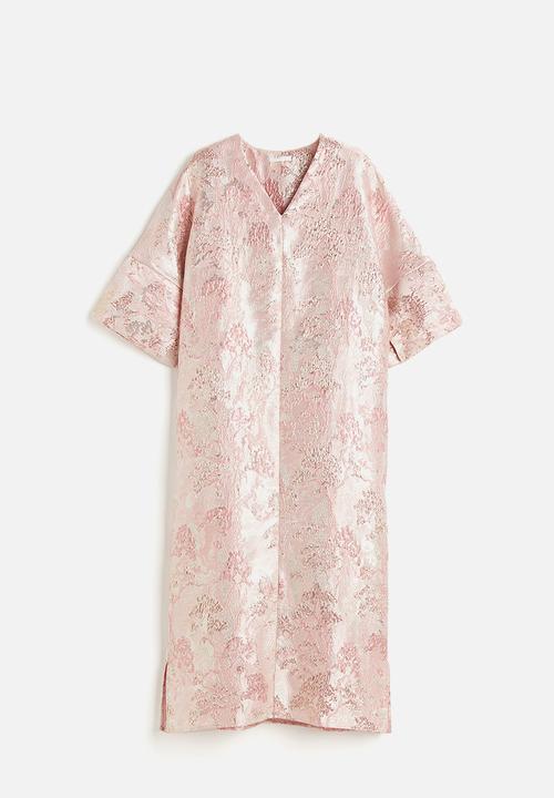 H&M - Brocade kaftan dress - light pink 