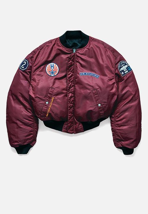 H&M - Reversible bomber jacket - black burgundy