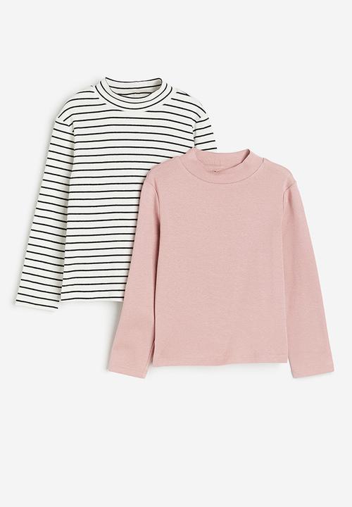 H&M - 2-pack polo-neck tops - white & pink