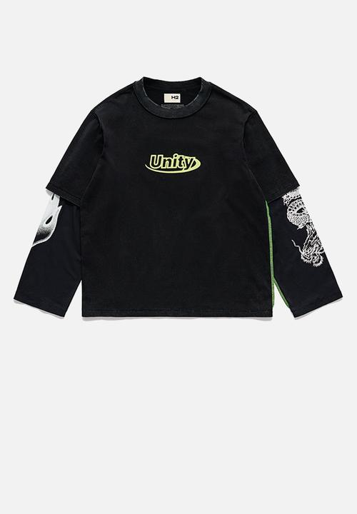 H&M - Double-layered T-shirt - black