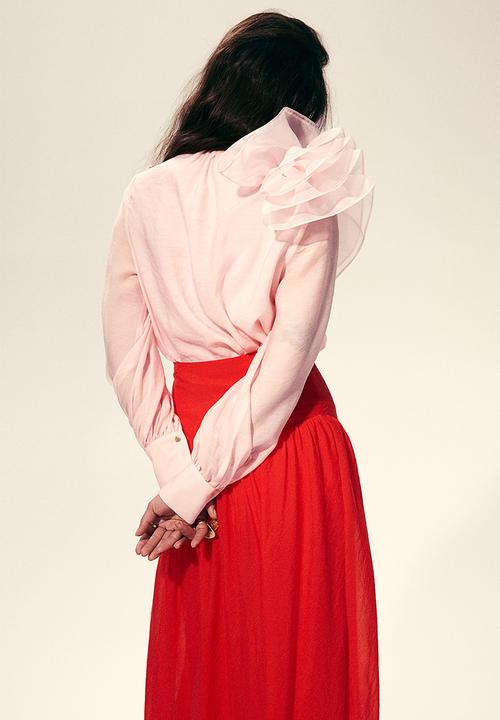 H&M - Appliquéd blouse - light pink