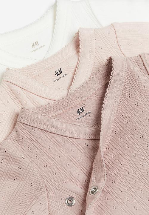 H&M - 3-pack wrapover bodysuits - pink & white