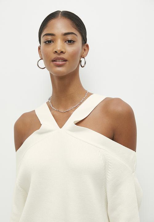 dailyfriday - Cold shoulder knitted top - ecru