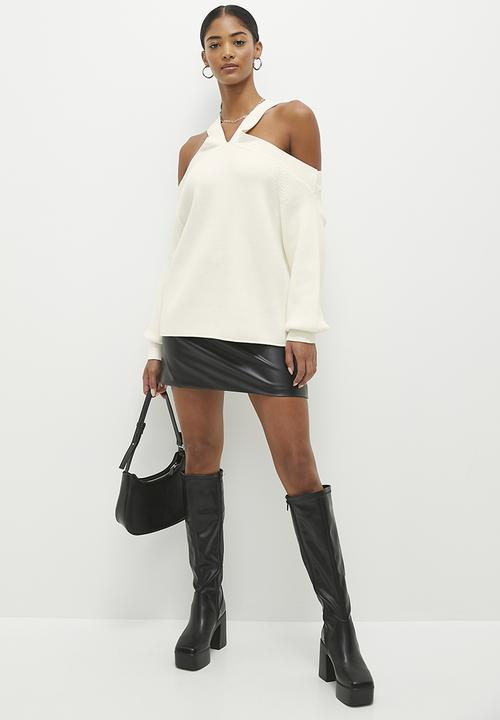 dailyfriday - Cold shoulder knitted top - ecru