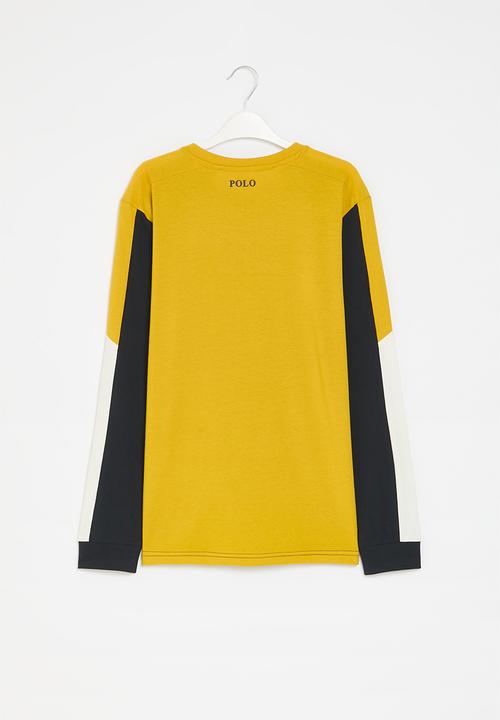 POLO - Boys david colour blocked long sleeve tee - navy