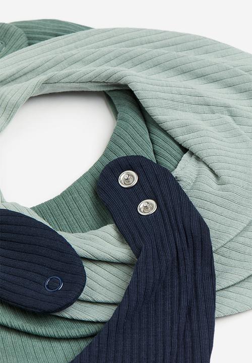 H&M - 3-pack ribbed triangular scarves - navy blue/green