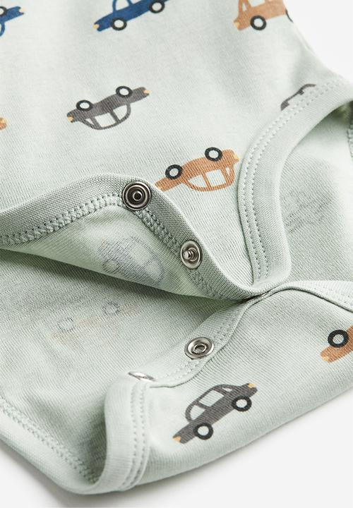 H&M - 3-pack long-sleeved bodysuits - light green/cars
