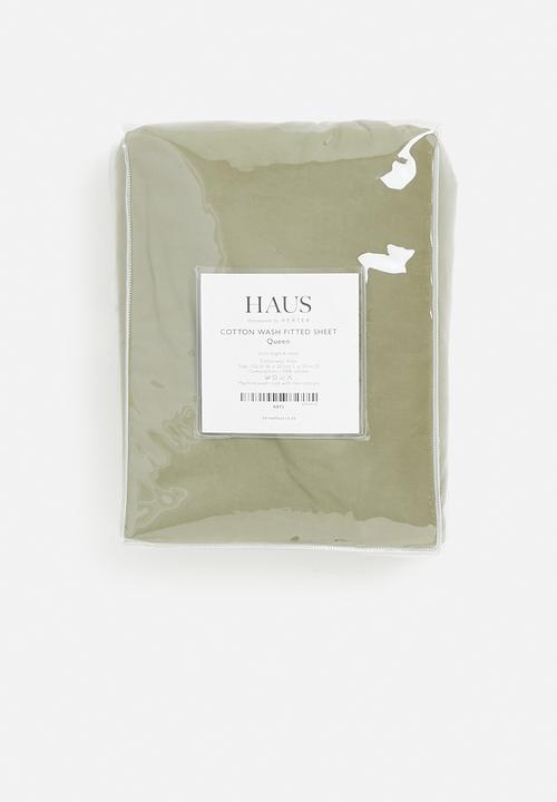 Hertex Haus - Cotton Washed Fitted Sheet - Aloe