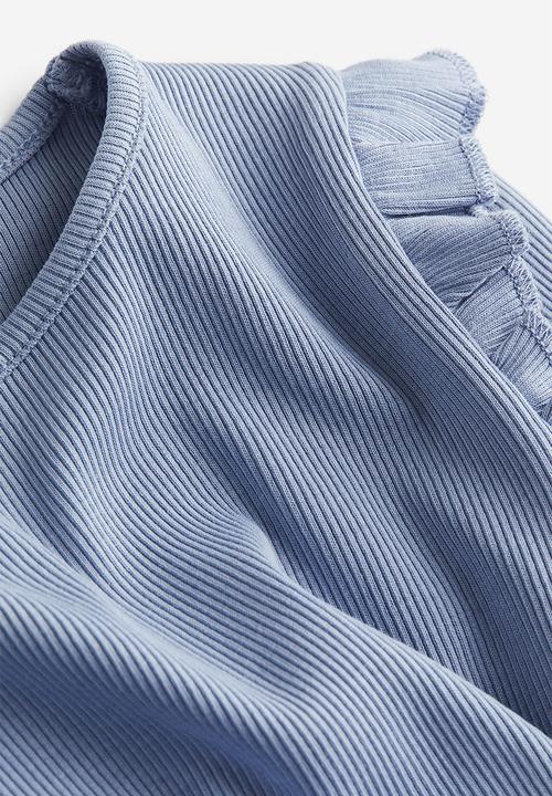 H&M - Flounce-trimmed ribbed top - blue