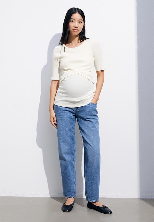 H&M - Mama before & after 2-pack maternity/nursing tops - black,white