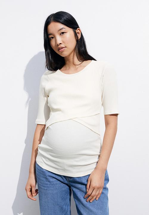 H&M - Mama before & after 2-pack maternity/nursing tops - black,white