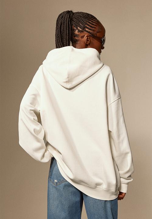 H&M - Oversized printed zip-through hoodie - cream/sublime