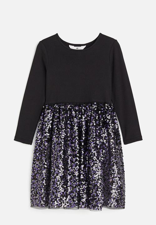 H&M - Sequined jersey dress - black