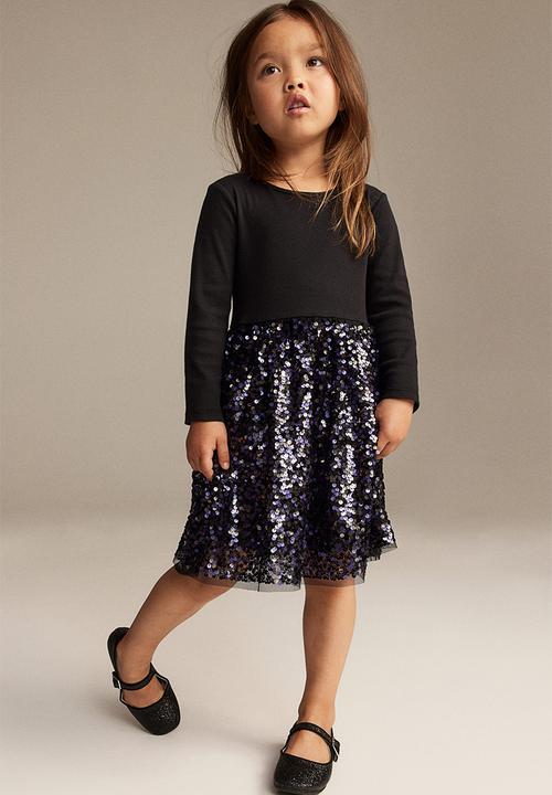 H&M - Sequined jersey dress - black
